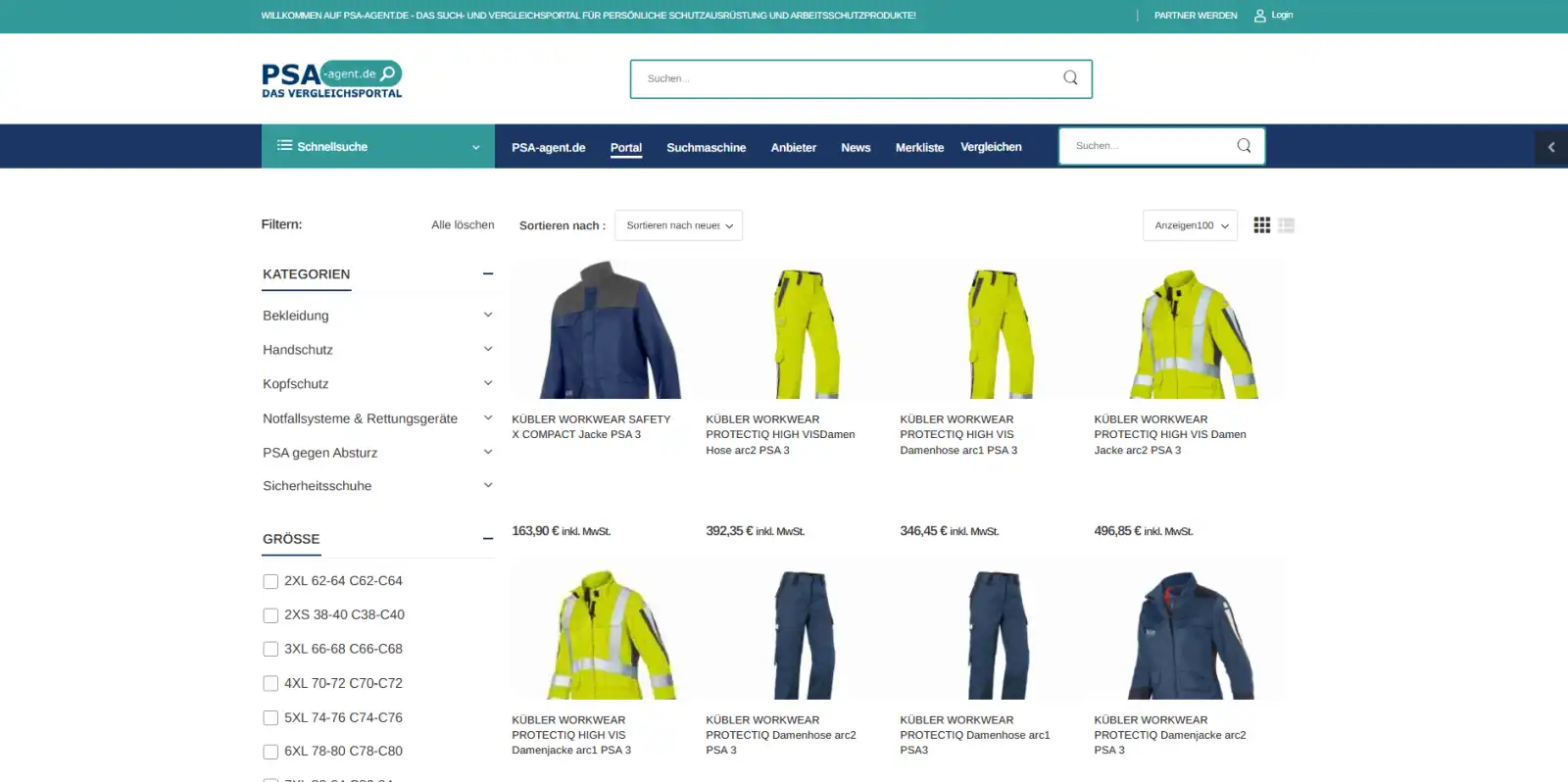 PSA-Agent.de zeigt Vergleich, Recherche und konkrete Produktansichten. Hauptansicht